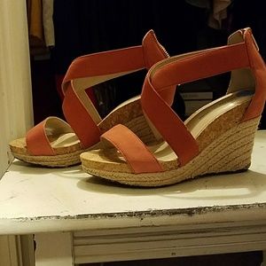 Leather wide-strap Adrienne Vittadini wedges